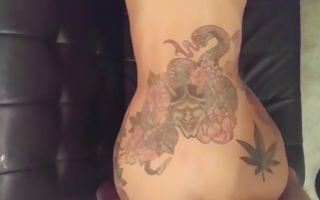 Teen babe all covered in tattoos gets poked from behind